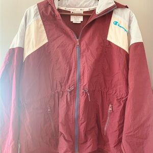 Champion Burgundy and Cream Windbreaker